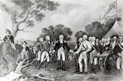 La reddition du général Burgoyne à Saratoga, New York, le 17 octobre 1777 - American School